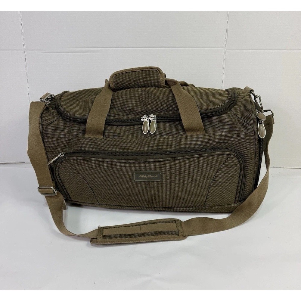 Vtg Eddie Bauer Skyway Luggage Weekend Bag Carry On Olive Green Shoulder Strap